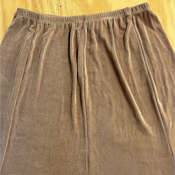 VTG Choices Taupe Pleated A-Line Midi Skirt Elastic Womans Size Large Made USA - Picture 4 of 13